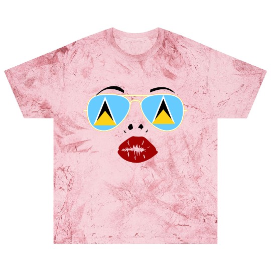 Saint Lucia Flag St Lucia Sunglasses Lips Kiss Blast T Shirts