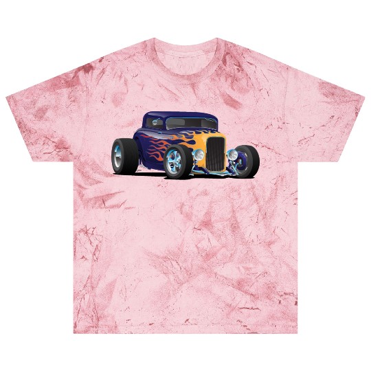 Vintage Hot Rod Car with Classic Flames Blast T Shirts
