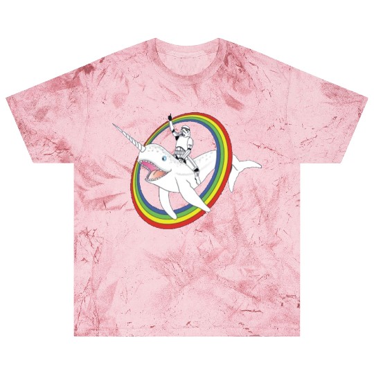 Spaceman riding narwhal through rainbow Blast T Shirts