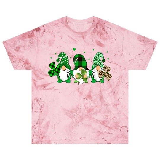 Three Gnomes Holding Shamrock Leopard Plaid Blast T Shirts