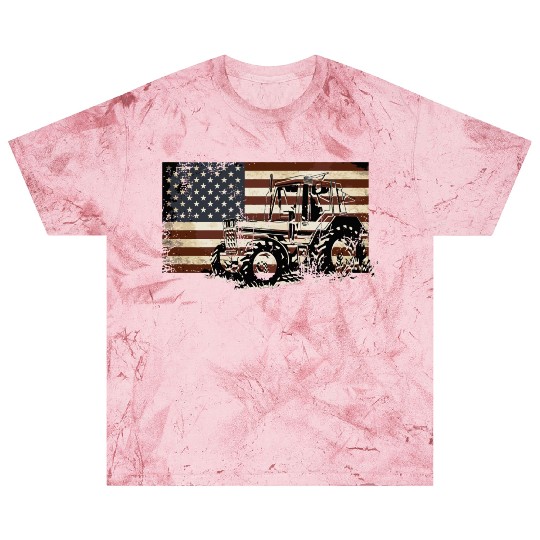 Farm Tractor Usa Flag Patriotic Vintage Farmer Far Blast T Shirts