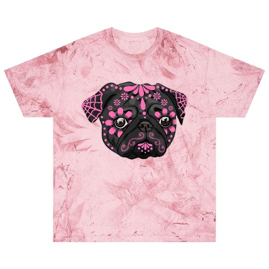 Black Pug Dogs Day of the Dead Sugar Skull Dog Blast T Shirts