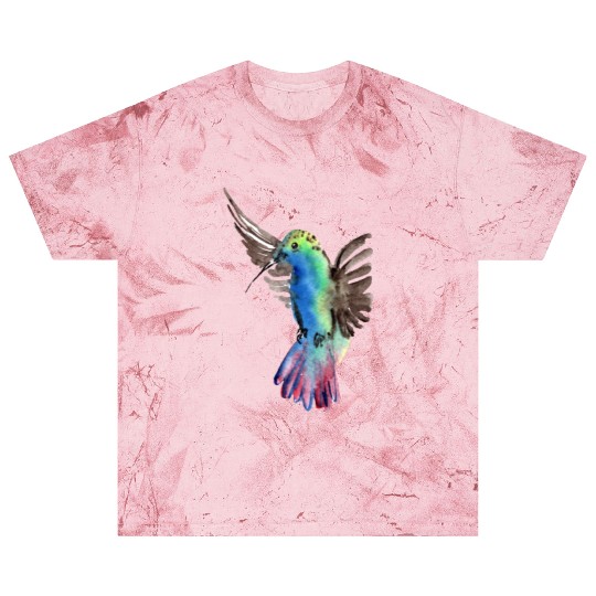 Colorful Watercolor Hummingbird flying pink Blast T Shirts