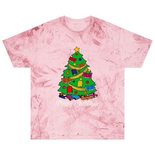 Merry Christmas Tree Love Reading Books Librarian Blast T Shirts