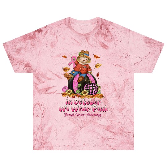 In October We Wear Pink Ribbon Scarecrow Blast T Shirts