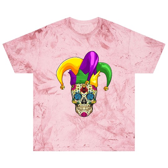 Sugar Skull Mardi Gras Jester Joker Louisiana Carn Blast T Shirts
