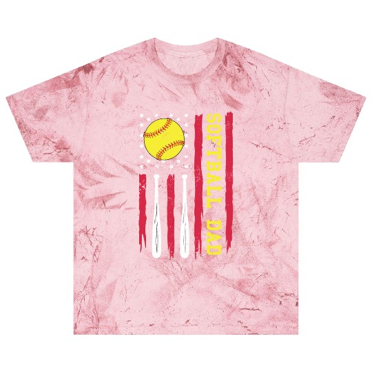 Softball Dad Vintage American Flag Blast T Shirts