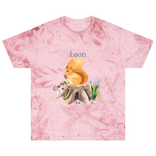 Forest Animal Squirrel Flowers Name Leon Blast T Shirts