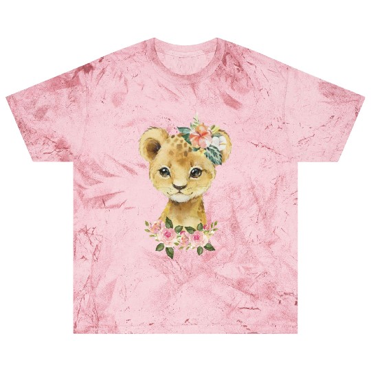 Cute Baby Leopard With Watercolor Flowers Blast T Shirts