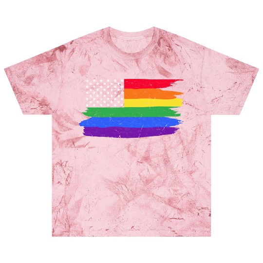 LGBTQ American Flag Colorful Lesbian Gay Pride Blast T Shirts