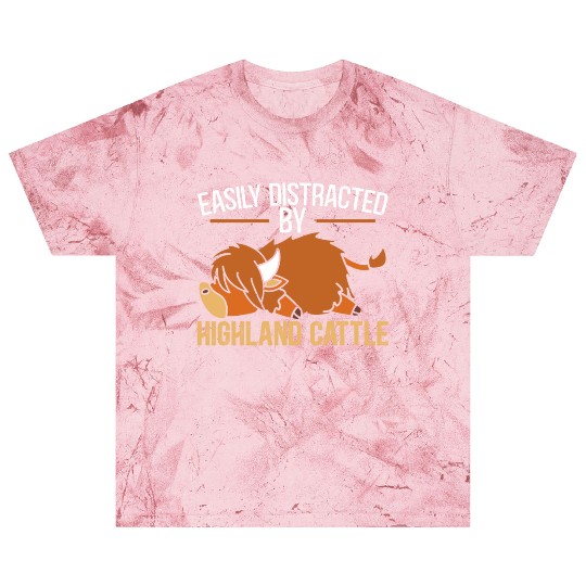 Easily Distracted By Highland Cattle Cow Farmer Blast T Shirts