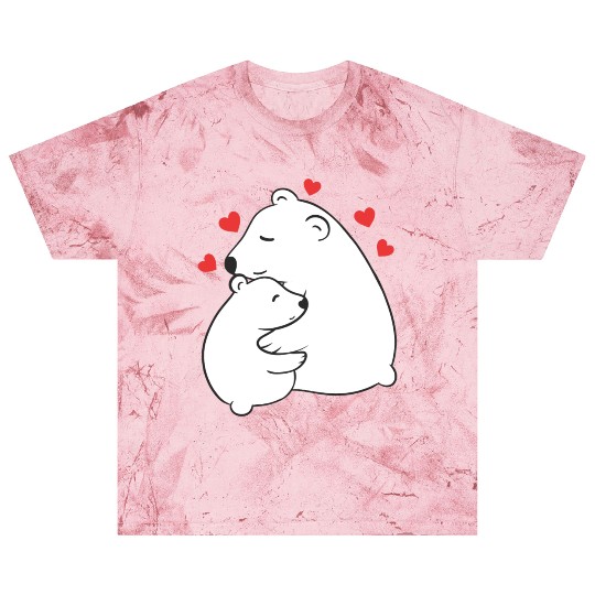Cute Mama and Baby Polar Bear Cub Hugging Mothers Blast T Shirts