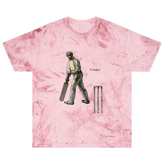 Vintage Cricket Player with a Bat and Wicket URM Blast T Shirts