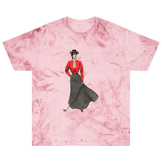 Vintage Woman Golfer Holding a Golf Club URM Blast T Shirts