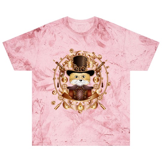 Steampunk fox with cylinder hat in the frame Blast T Shirts