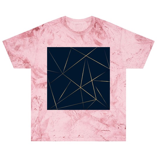 Luxury Gold Navy Blue Geometric Polygon Blast T Shirts