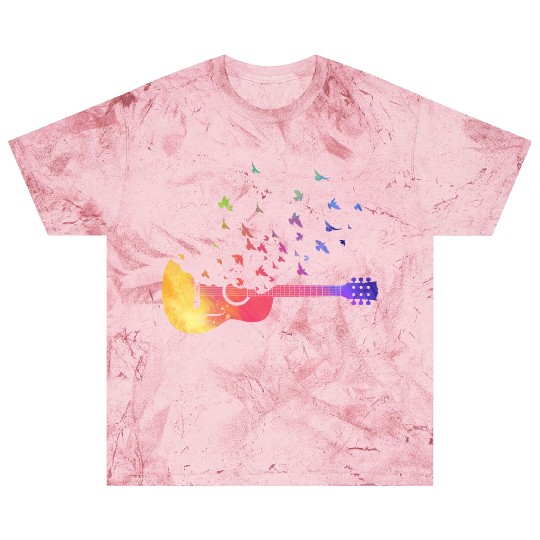 Colorful Acoustic Guitar Birds Music Teacher Blast T Shirts