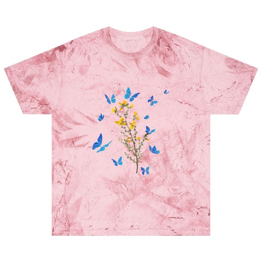 Blue Butterfly Wildflower Women Garden Flowers Blast T Shirts
