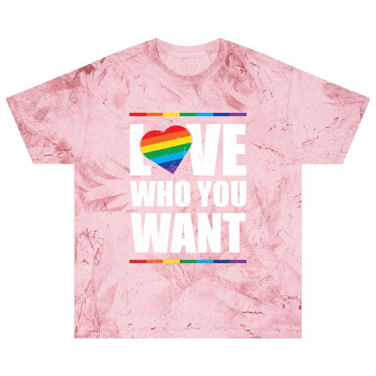 LGBT Love Who You Want Gay Pride Rainbow Heart Blast T Shirts