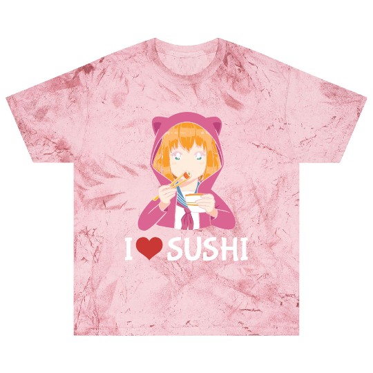 Kawaii Anime Girl I Love Sushi Blast T Shirts