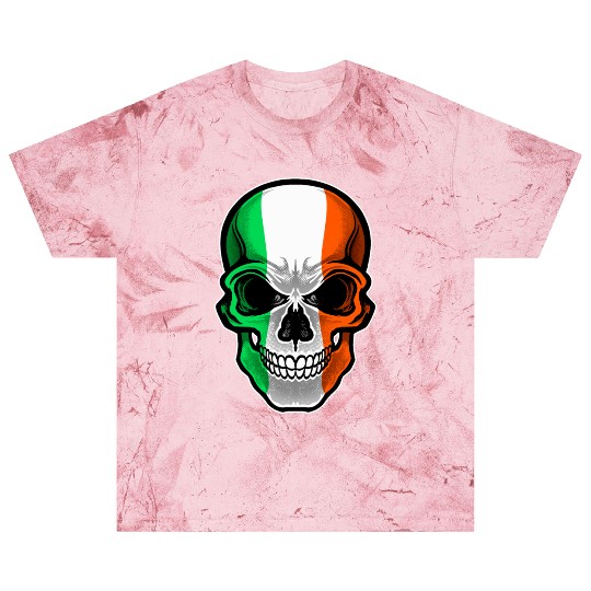 Ireland Flag Skull Irish Heritage Blast T Shirts