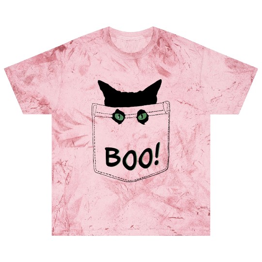 Green eyed Cat In Pocket Boo - funny Halloween Blast T Shirts