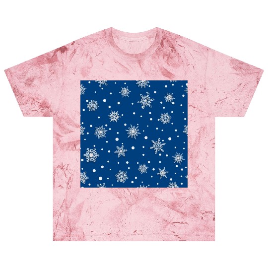 Modern Navy Blue Snowflakes Pattern Blast T Shirts
