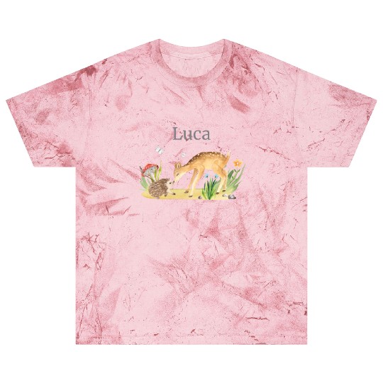 Forest Animal Deer Hedgehog Flowers Name Luca Blast T Shirts