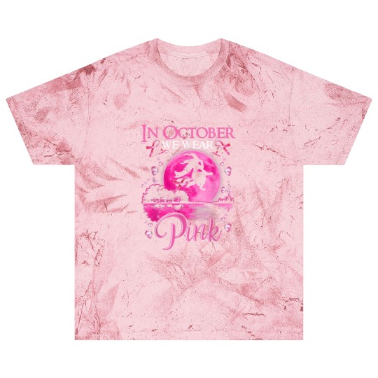 In October We Wear Pink Ribbon Witch Halloween Blast T Shirts