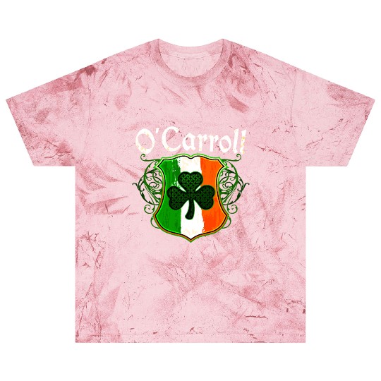 O'Carroll Irish Surname Ireland Flag Shamrock Blast T Shirts