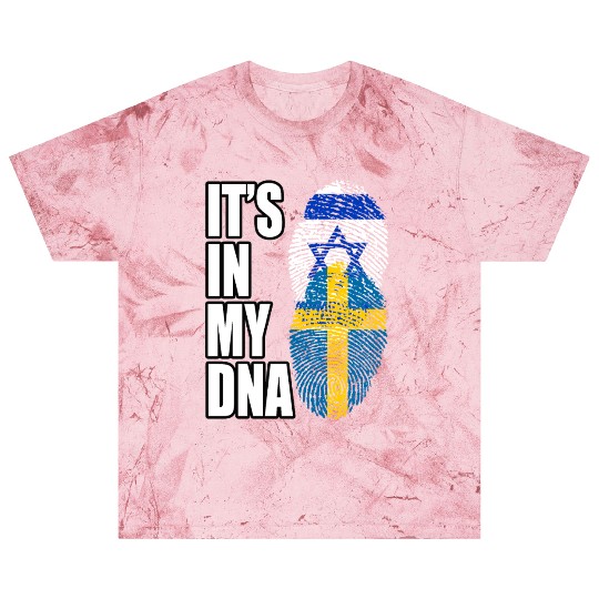 Israel And Swedish Mix Heritage DNA Flag Blast T Shirts