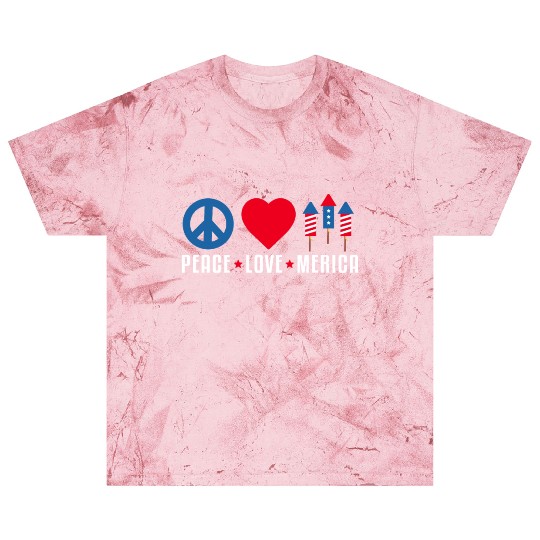 Peace Love Merica US Flag Independence Blast T Shirts