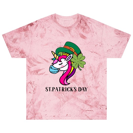 Toddler Girls St Patricks Day Rainbow Unicorn Face Blast T Shirts