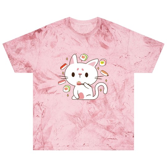 Kawaii Cat Eating Sushi Japanese Raw Food Blast T Shirts
