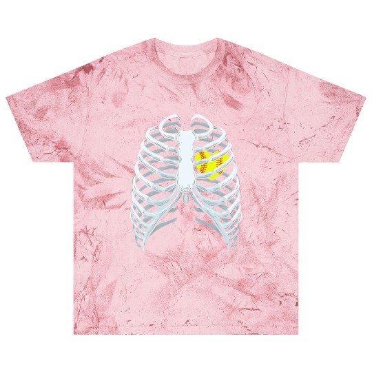 Funny Softbal Heart Skeleton Rib Cage Halloween Blast T Shirts
