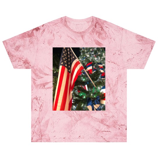 Patriotic Christmas US Flag In Christmas Tree Blast T Shirts