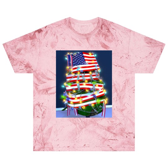 Patriotic Christmas Tree With US Flag Blast T Shirts