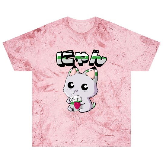 Demiromantic Pride Kawaii Cat Strawberry Milk Blast T Shirts