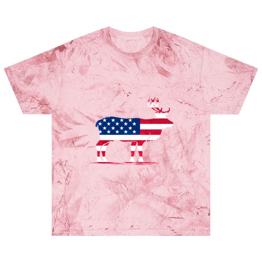 Patriotic US Flag Colored Moose Reindeer Elch Blast T Shirts