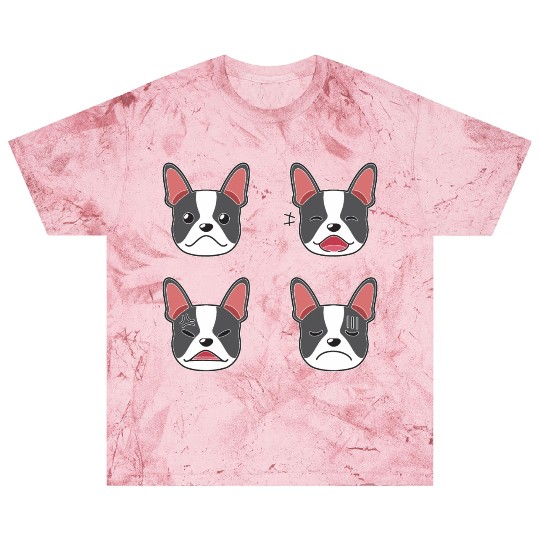 Funny Boston Terrier Dog Cartoon Faces Blast T Shirts
