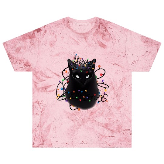 Black Cat christmas light Blast T Shirts