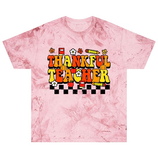 Thankful Teacher Retro Groovy Thanksgiving Fall Blast T Shirts