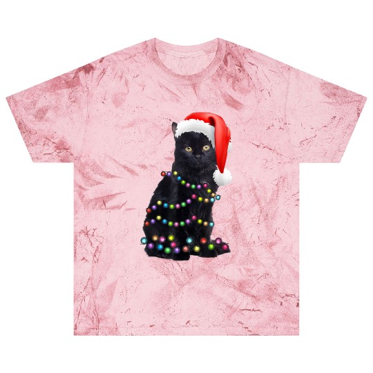 Black Cat Christmas Light Funny Cat Love Christmas Blast T Shirts