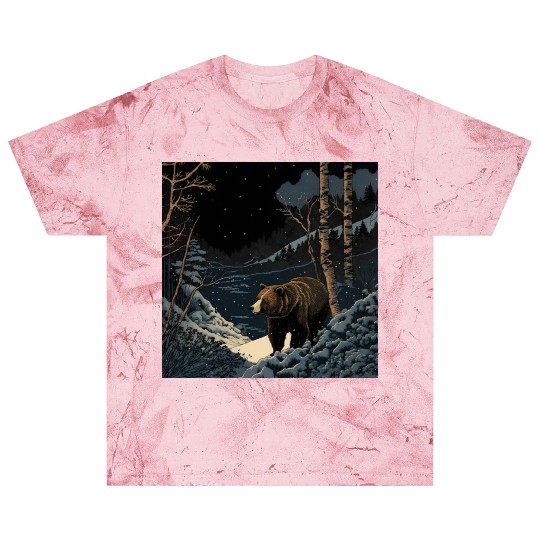 Ukiyo bear in forest landscape at night winter Blast T Shirts