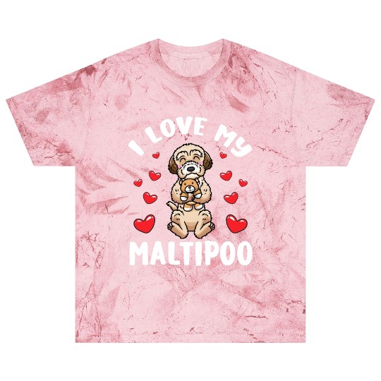 Maltipoo Dog With Stuffed Animal Blast T Shirts