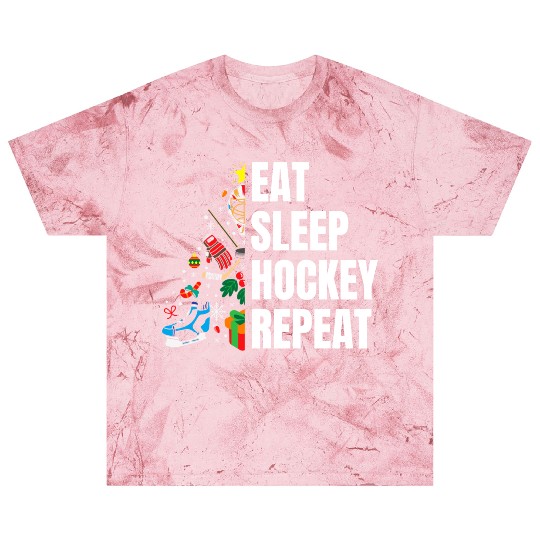 Eat Sleep hockey Repeat Christmas tree Blast T Shirts