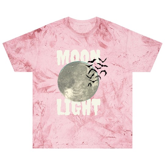 Dark Green Illustrated Moon Light Bat Blast T Shirts