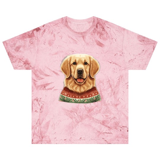 Festive Golden Retriever in a Christmas Sweater Blast T Shirts