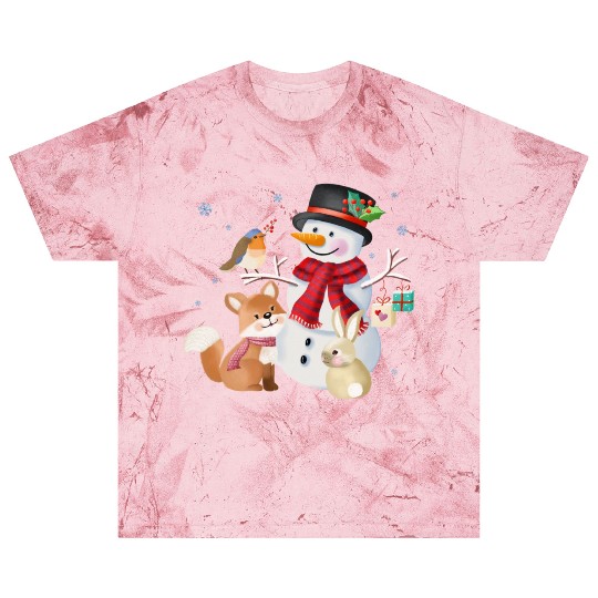 Snowman with fox, rabbit and robin Blast T Shirts