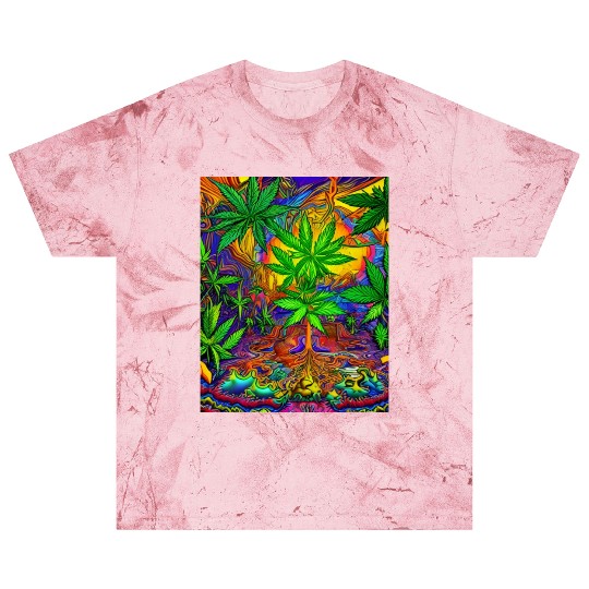 Psychedelic Colorful Cannabis Blast T Shirts